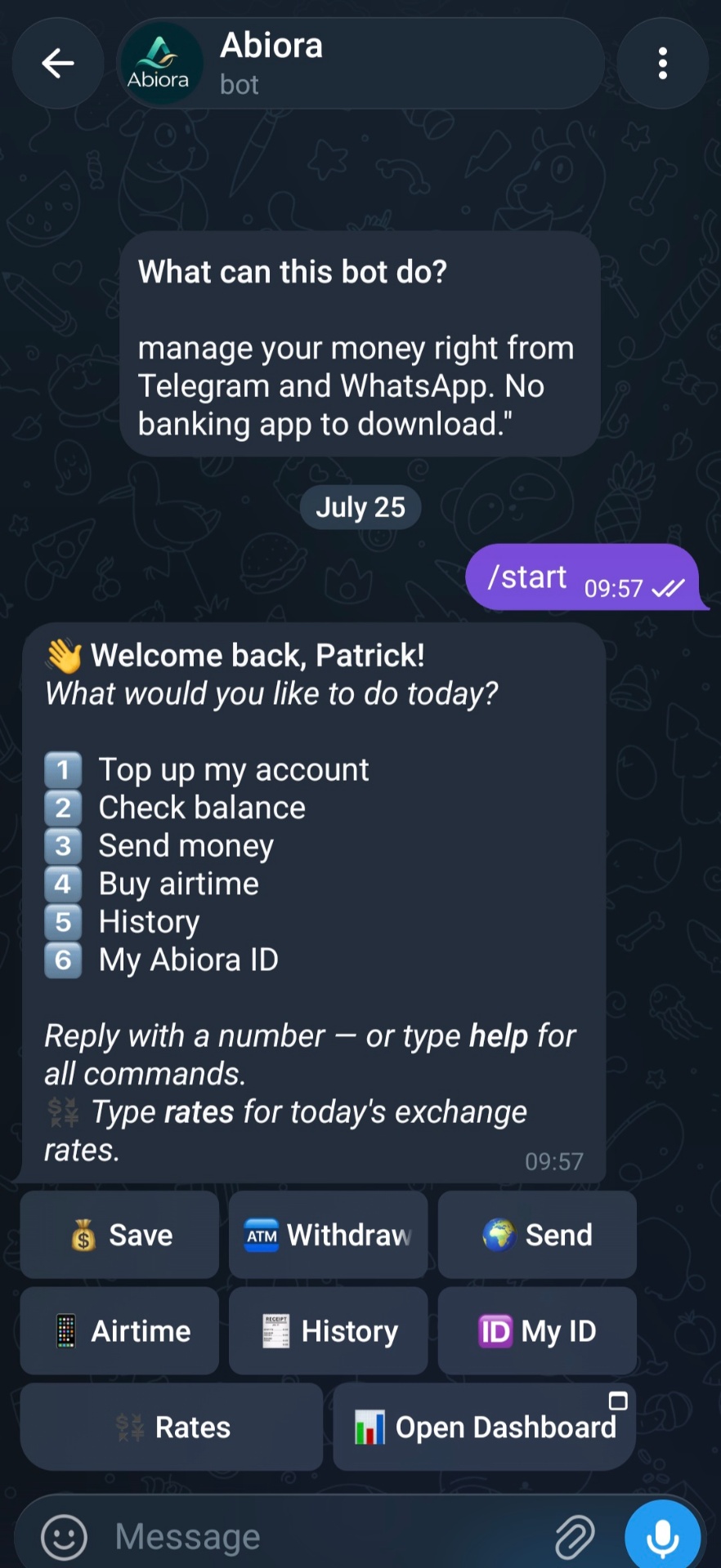 Telegram screen 1