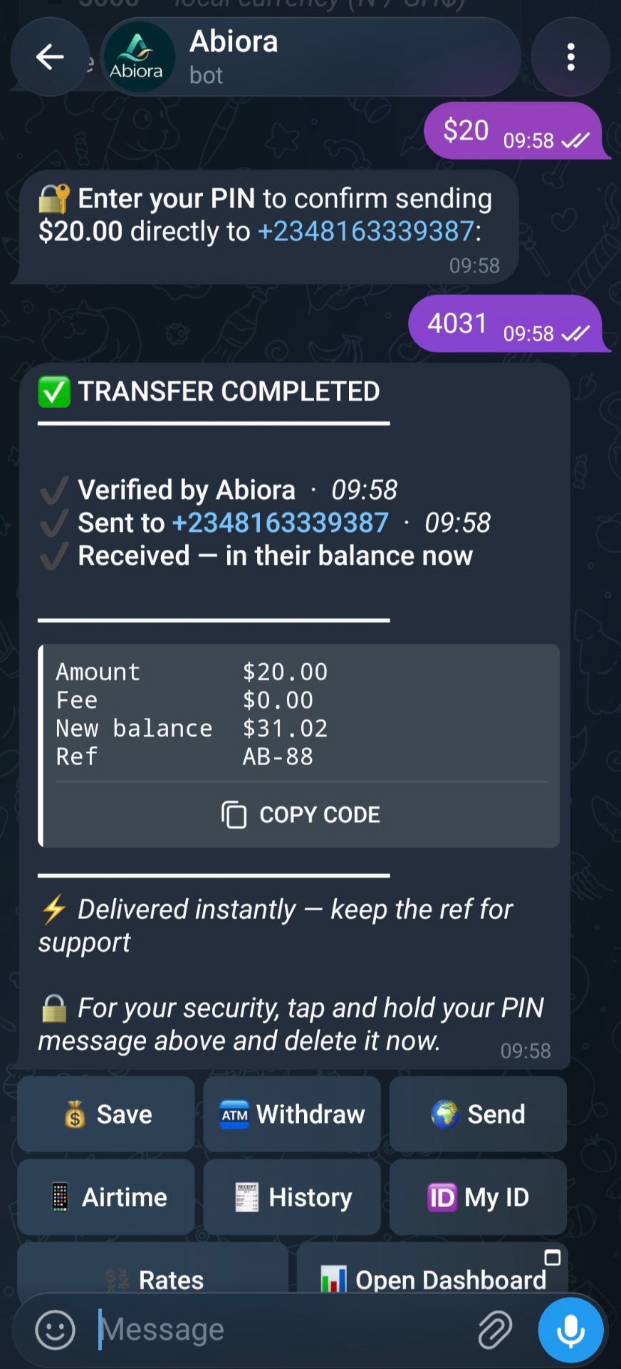 Telegram screen 2